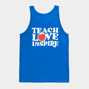 Teach Love Inspire Graphic Tee: Groovy Apple Teacher Tank Top